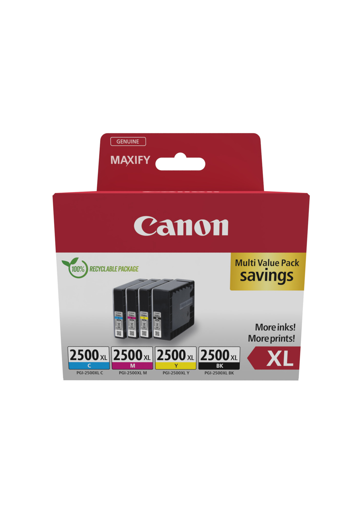 Canon PGI-2500 XL BK/C/M/Y schwarz, cyan, magenta, gelb Druckerpatronen, 4er-Set