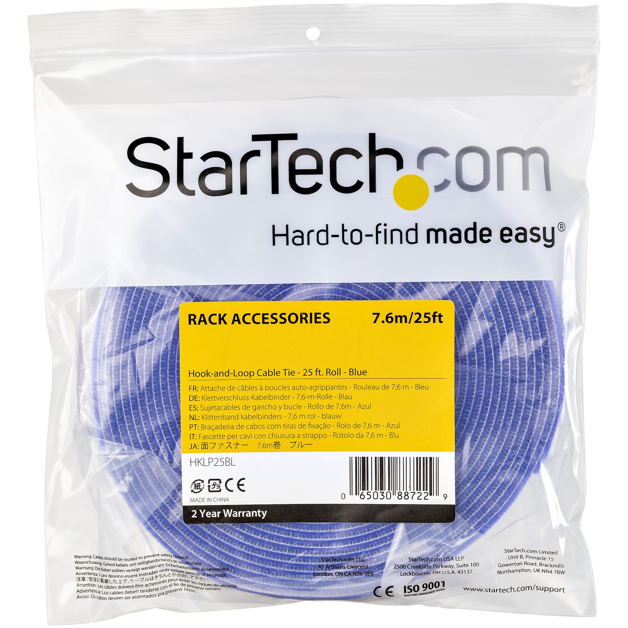 HOOK AND LOOP ROLL 25FT. - BLUE - REUSABLE