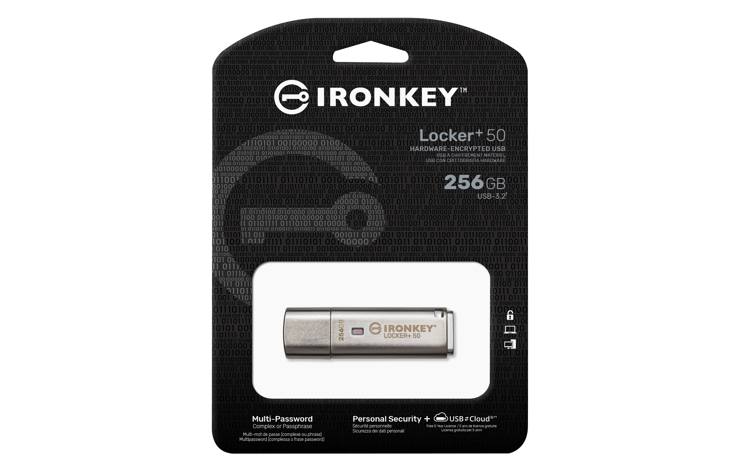 KINGSTON 256GB IronKey Locker Plus 50 AES Encryption USBtoCloud