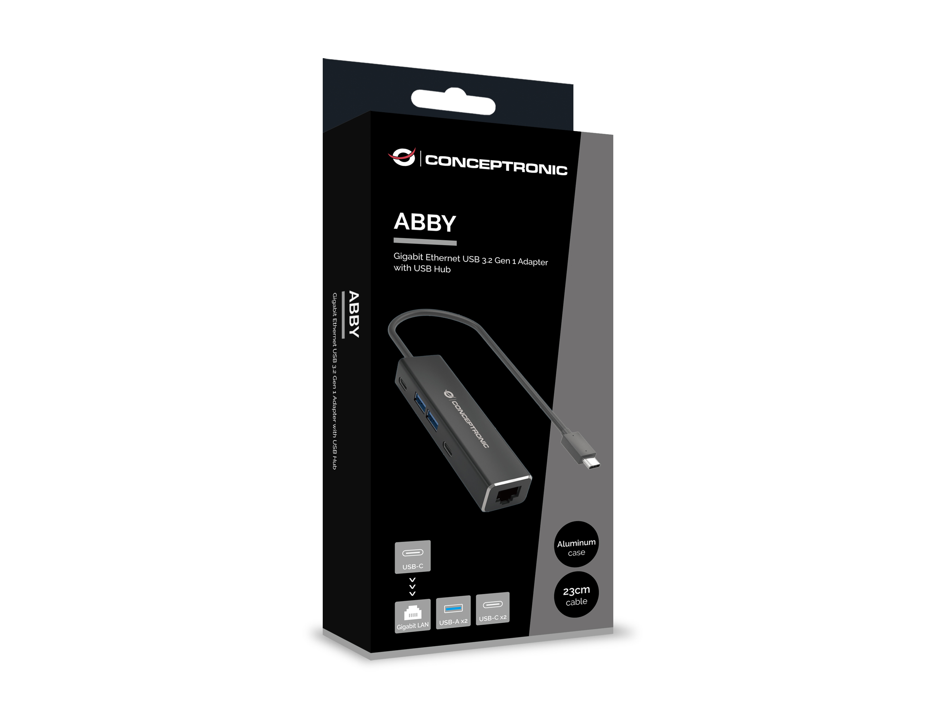 CONCEPTRONIC Adapter USB-C3.2->GbE/2xC/2xA 5Gbs 0.14m sw