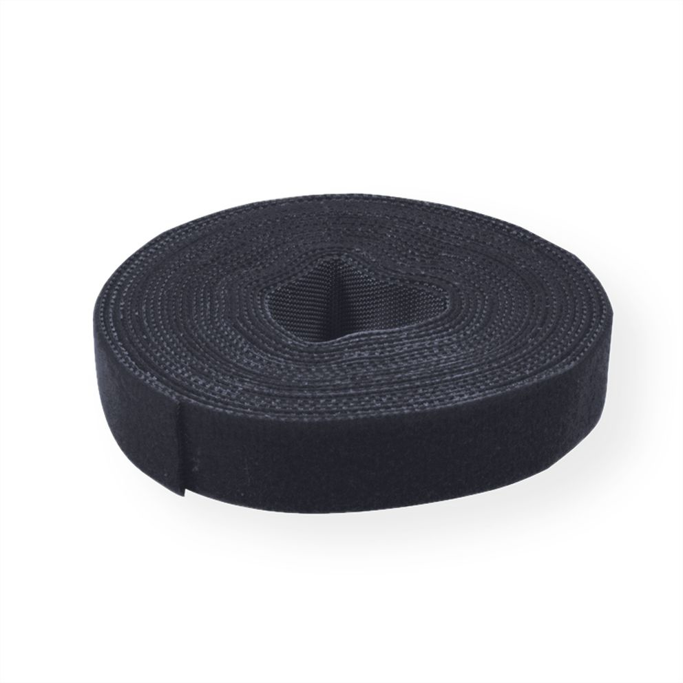 VALUE Klettband auf Rolle 10mm schwarz 25m