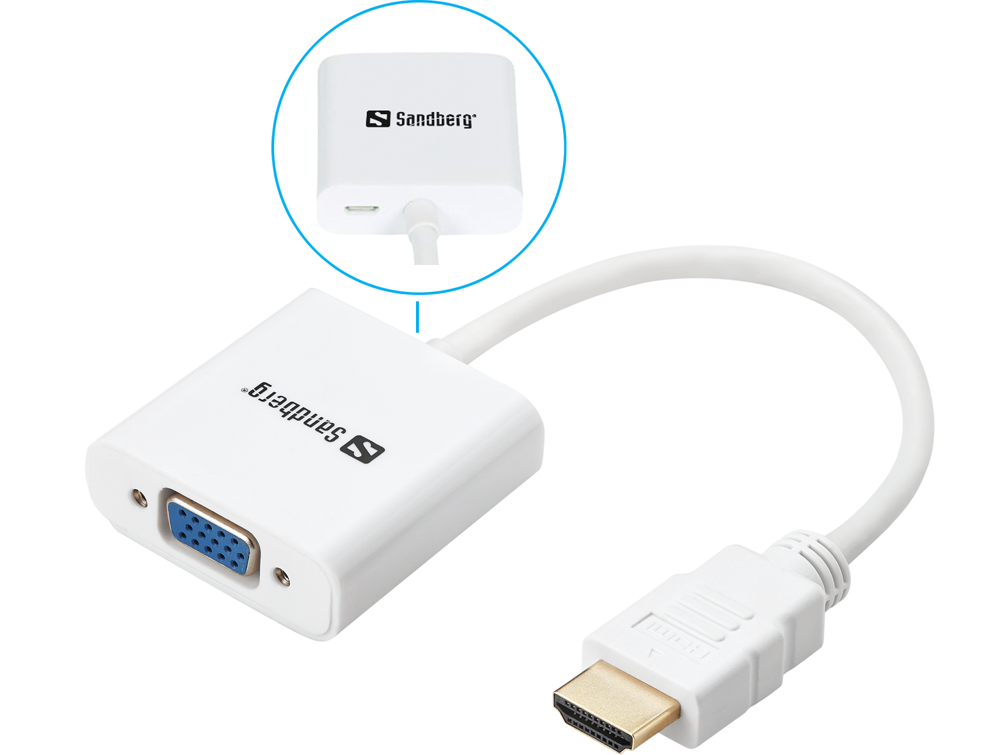 SANDBERG HDMI to VGA Converter Konvertiert HDMI Ausgang zu VGA Ausgang