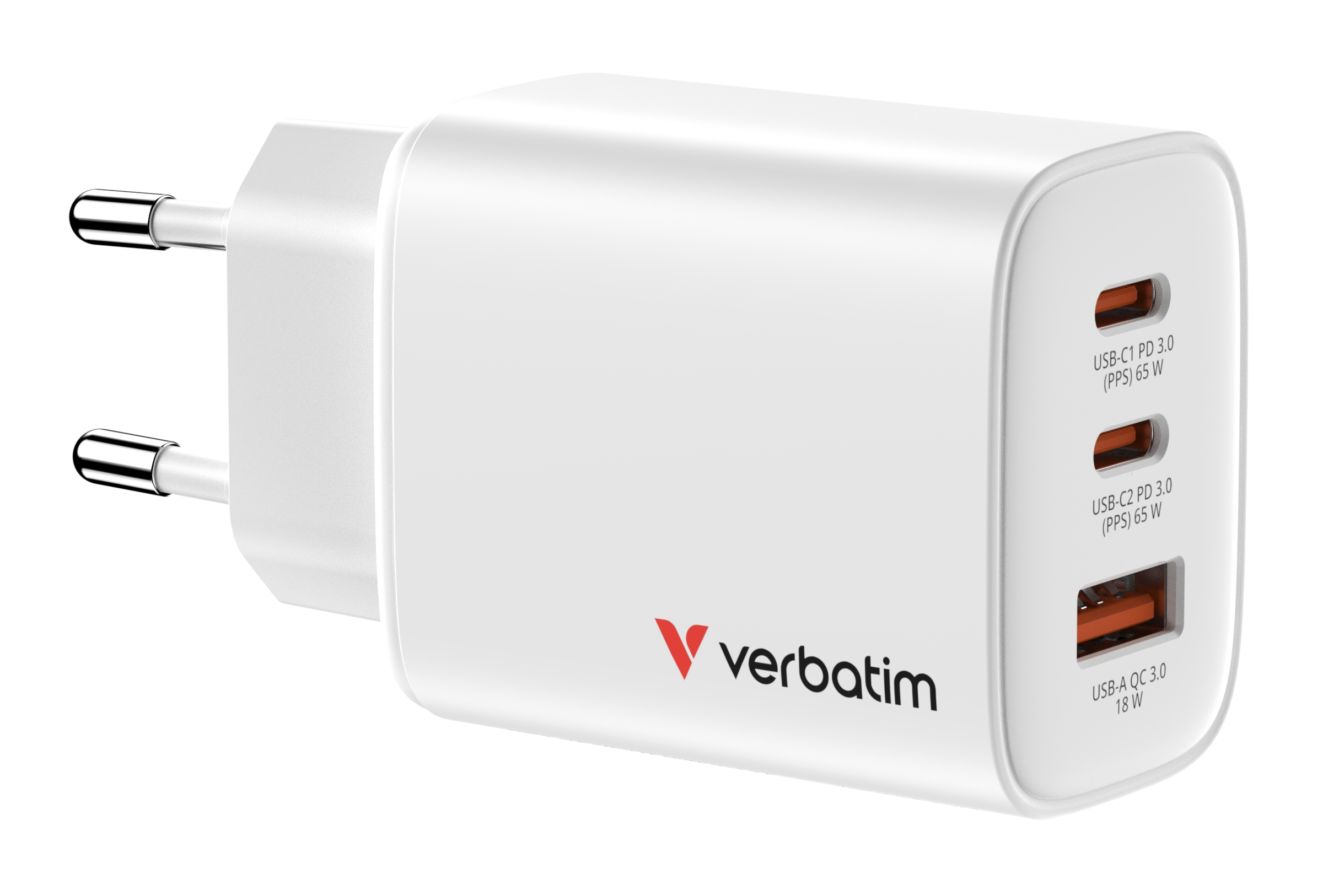 Verbatim GaN III Essentials Charger 3 Port 65W USB-A/C white