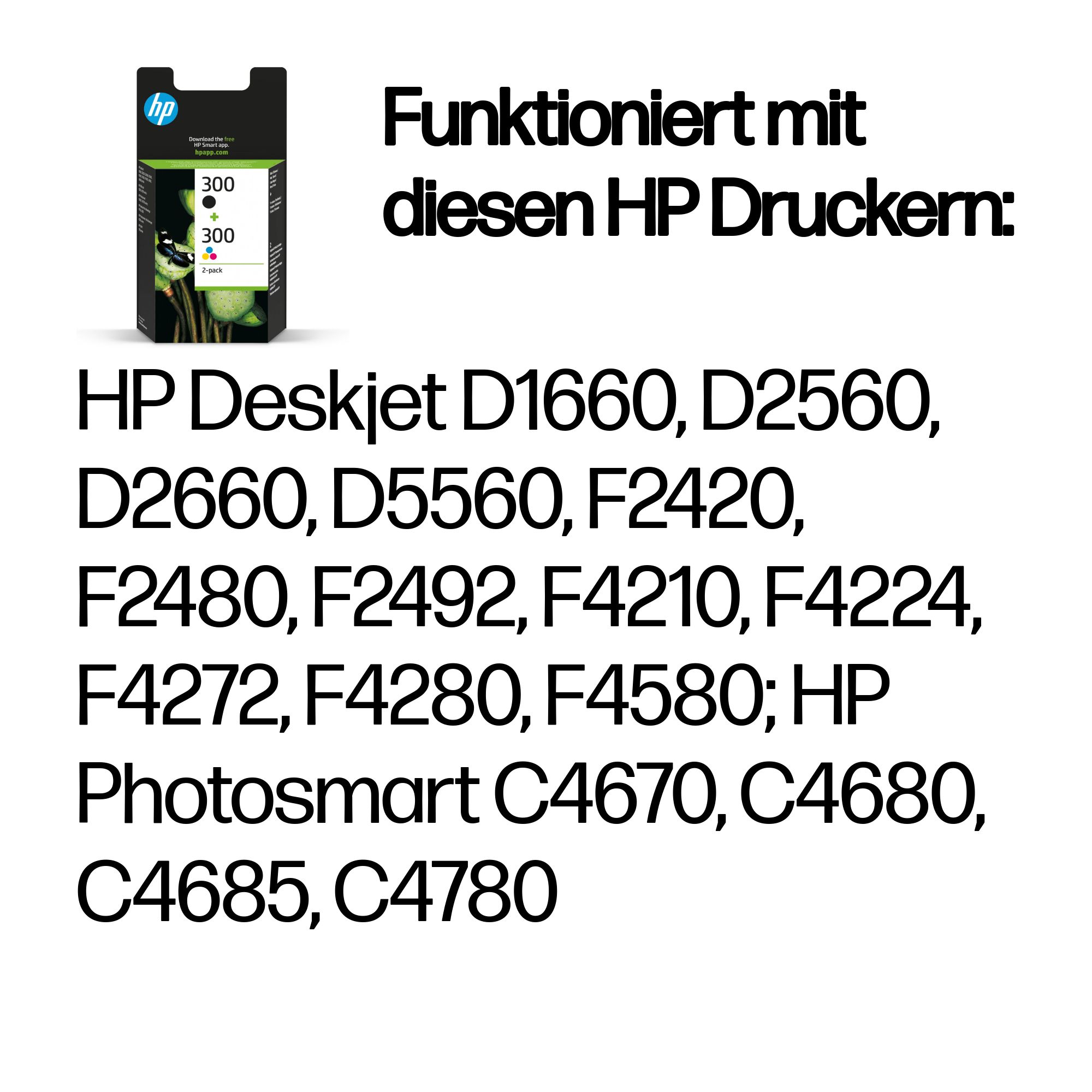 HP 300 Schwarz+Dreifarbig Tintenpatrone