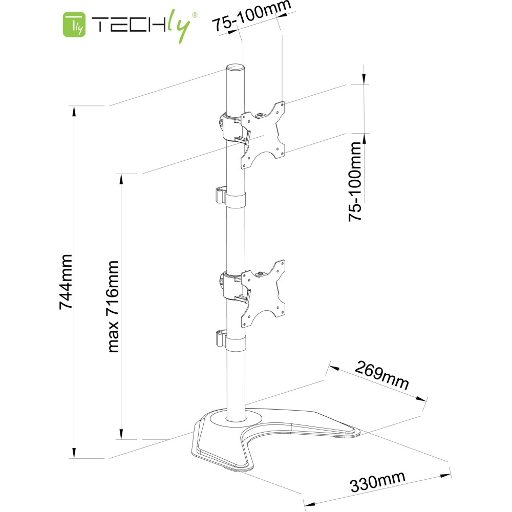 Techly Schreibtischhalterung 2LCD TV LED 13-27 Standfuß