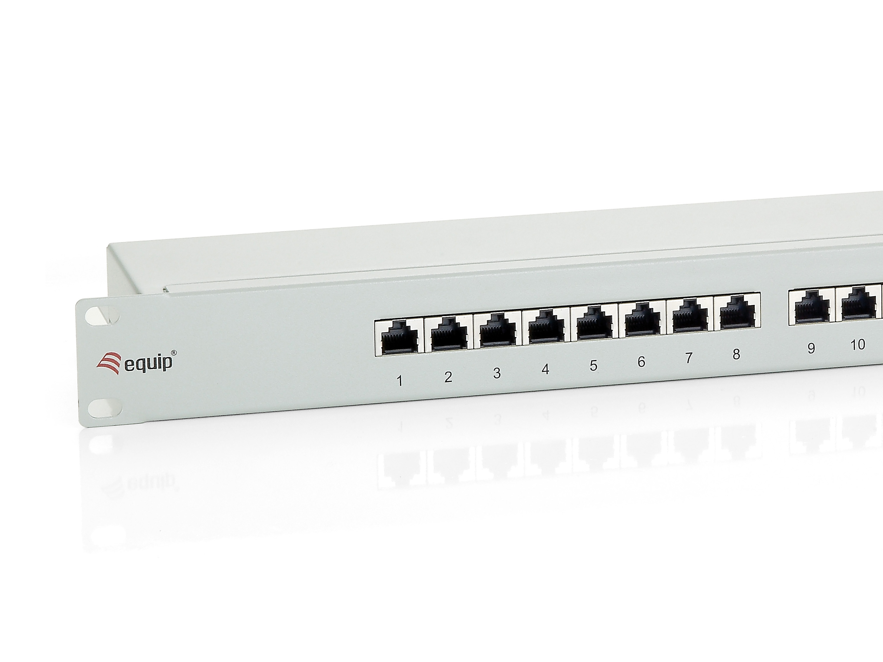 Equip 19 Patchpanel 24xRJ45 Cat6 FTP 1U 250MHz RAL7035