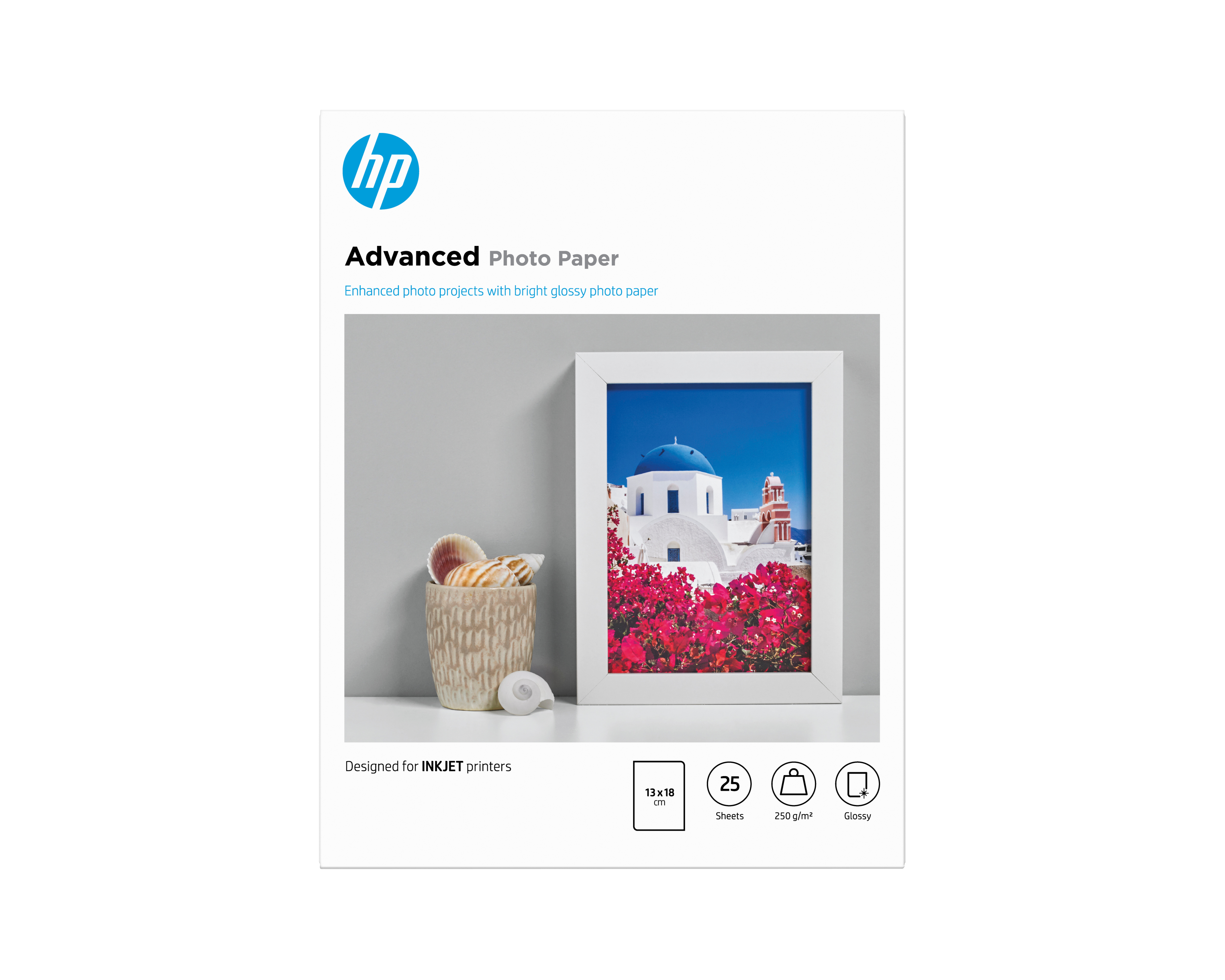 HP original Advanced glossy photo paper Ink cartridge Q8696A 250g/m2 130x180mm 25 sheets 1-pack borderless