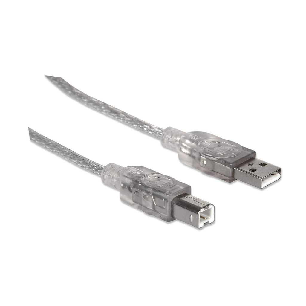 MANHATTAN USB Kabel A -> B St/St 1.80m silber