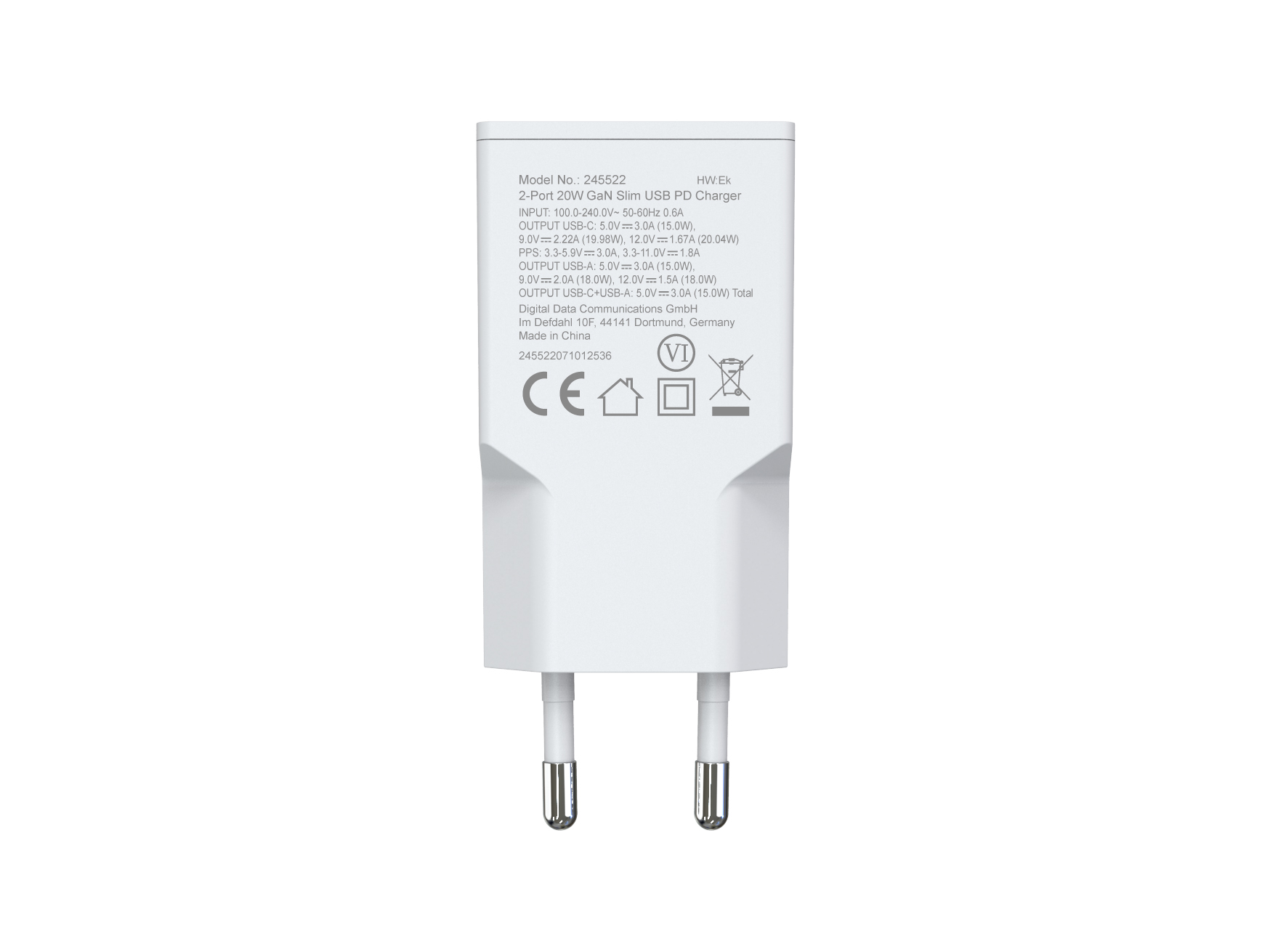 Equip Ladegerät 2Port USB-C PD3.0/USB-A GaN Slim 20W ÜSS ws