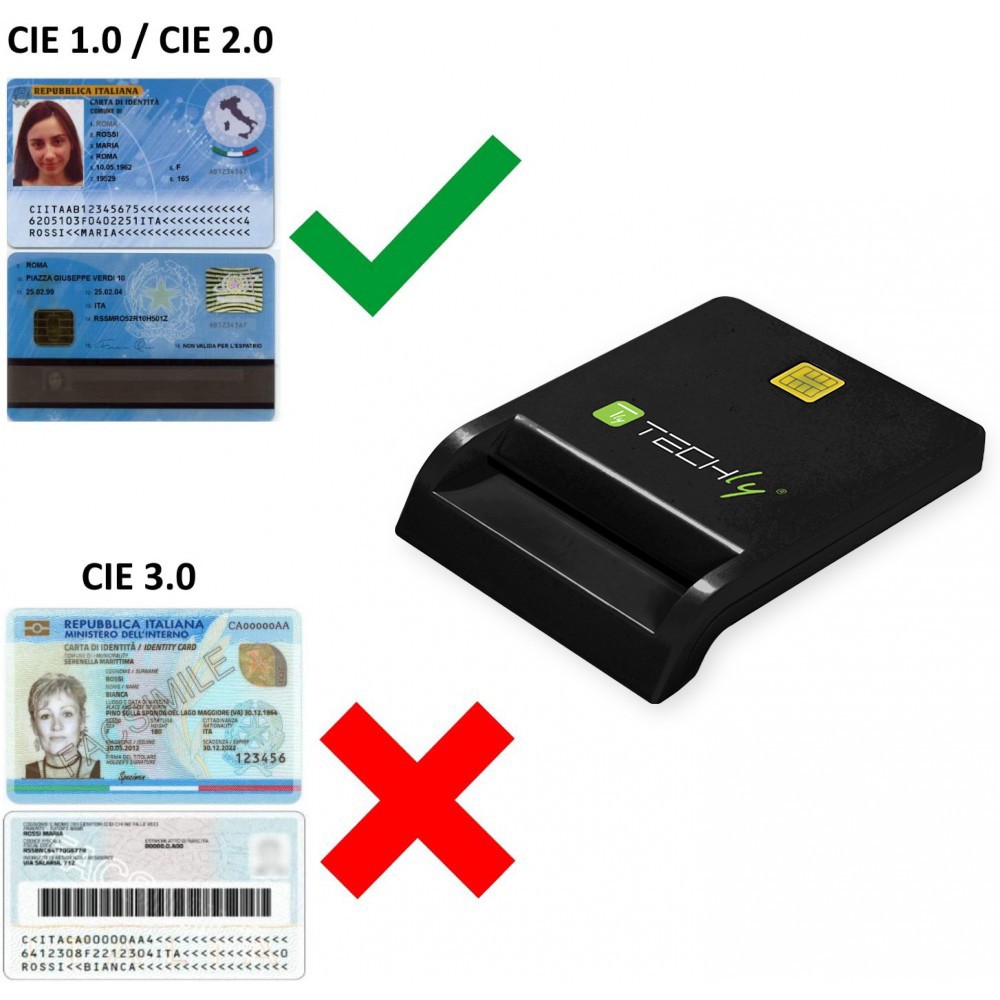 TECHLY Smart Card Reader USB-C Weiss Realtek RTS5169 Chipsatz mit Treiber CD entspricht den Speuifikationen von ISO 7816-1.2.3.4