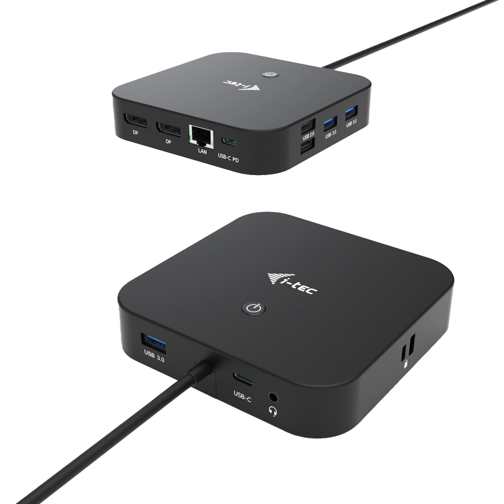 I-TEC USB-C Dual Display MST Docking Station 2x DP 1x GLAN 3x USB 3.1 2x USB 2.0 1x USB-C-Datei 1x Audio/Mic Jack ohne Netzteil