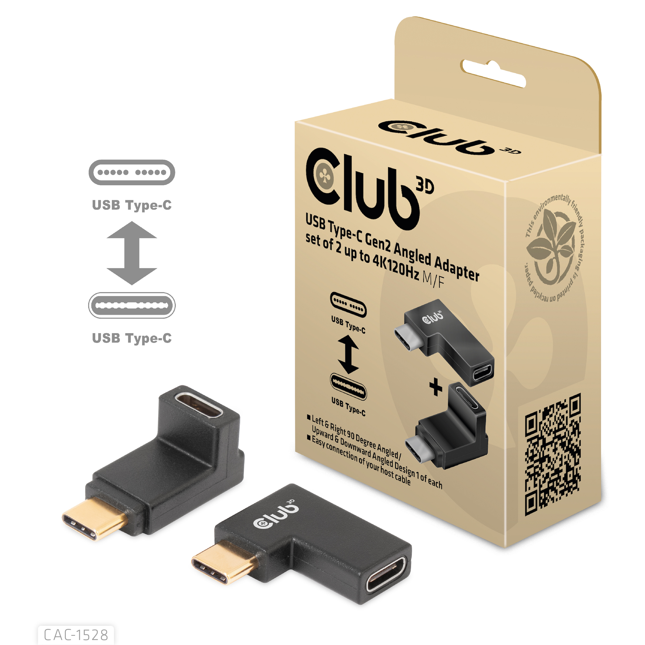 Club3D Adapter USB 3.2 Typ C  USB 3.2 Typ C gewinkelt St/B retail