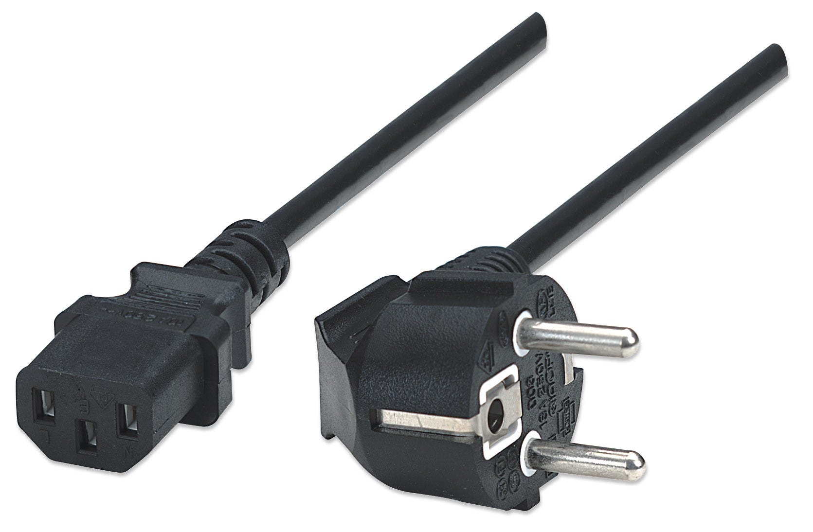 MANHATTAN Stromkabel Kaltgeraete Stecker IEC 60320 C13 10 A / 250 V 3-pol. zu Schutzkontaktstecker CEE 7 16 A / 250 V 1,8m