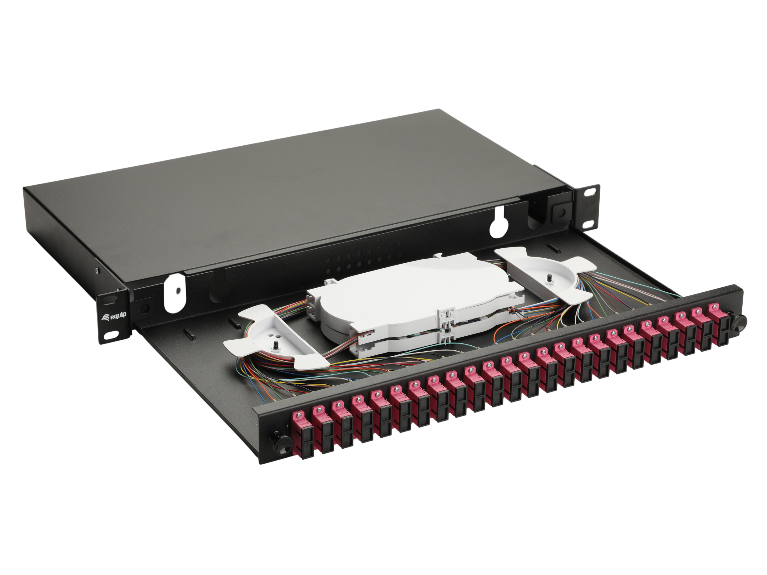Equip LWL-Spleißkasten 24-Port SC-Duplex OM4 1U komplett sw