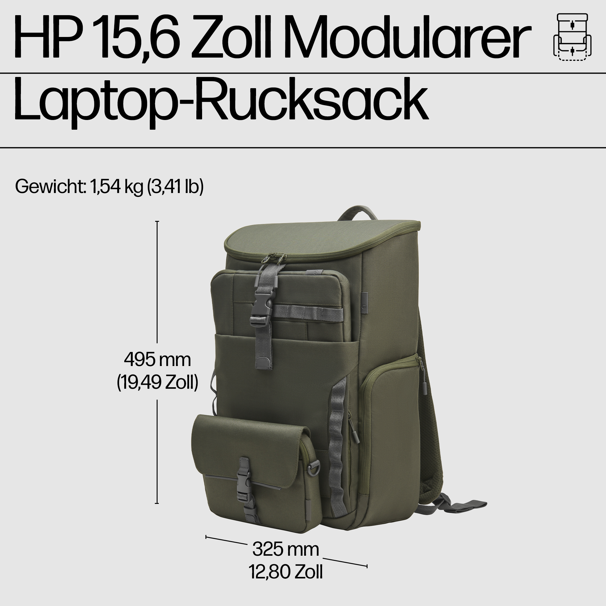 HP 39,62cm 15,6Zoll Modular Laptop Backpack (P)