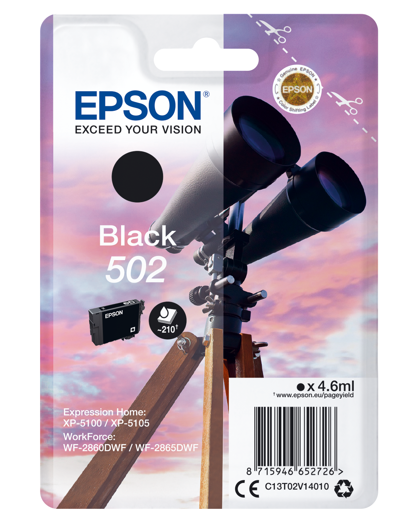 EPSON 502/T02V14 (Fernglas) schwarz Druckerpatrone