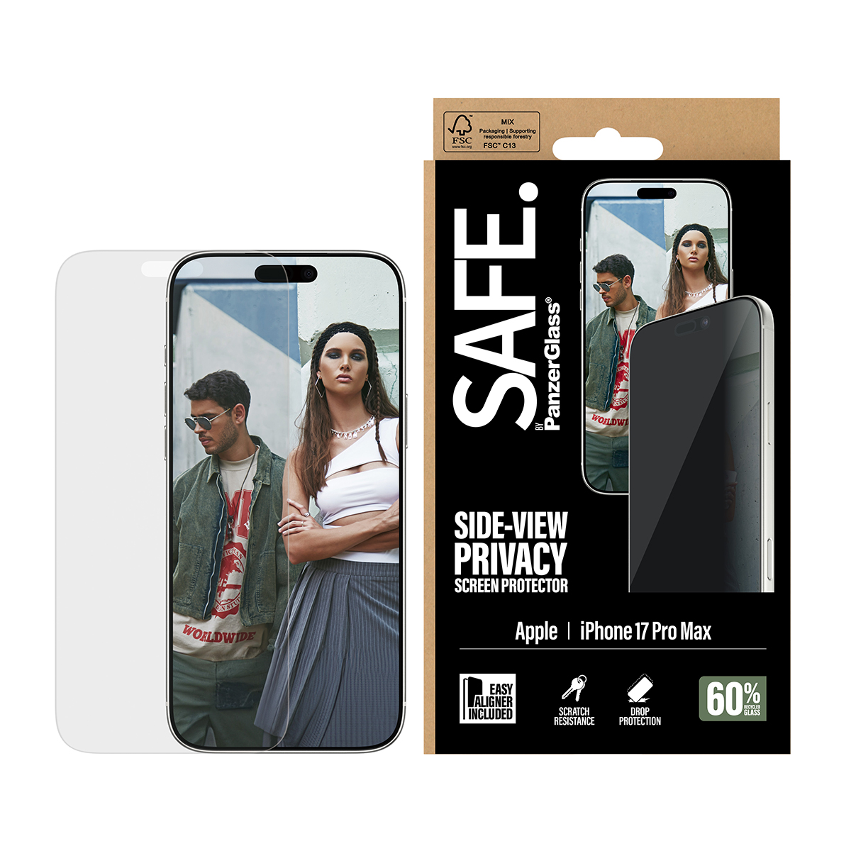 SAFE. BY PRIVACY SCREEN PROTECT MAX ULTRA-WIDE FIT W. EASYALIGNE