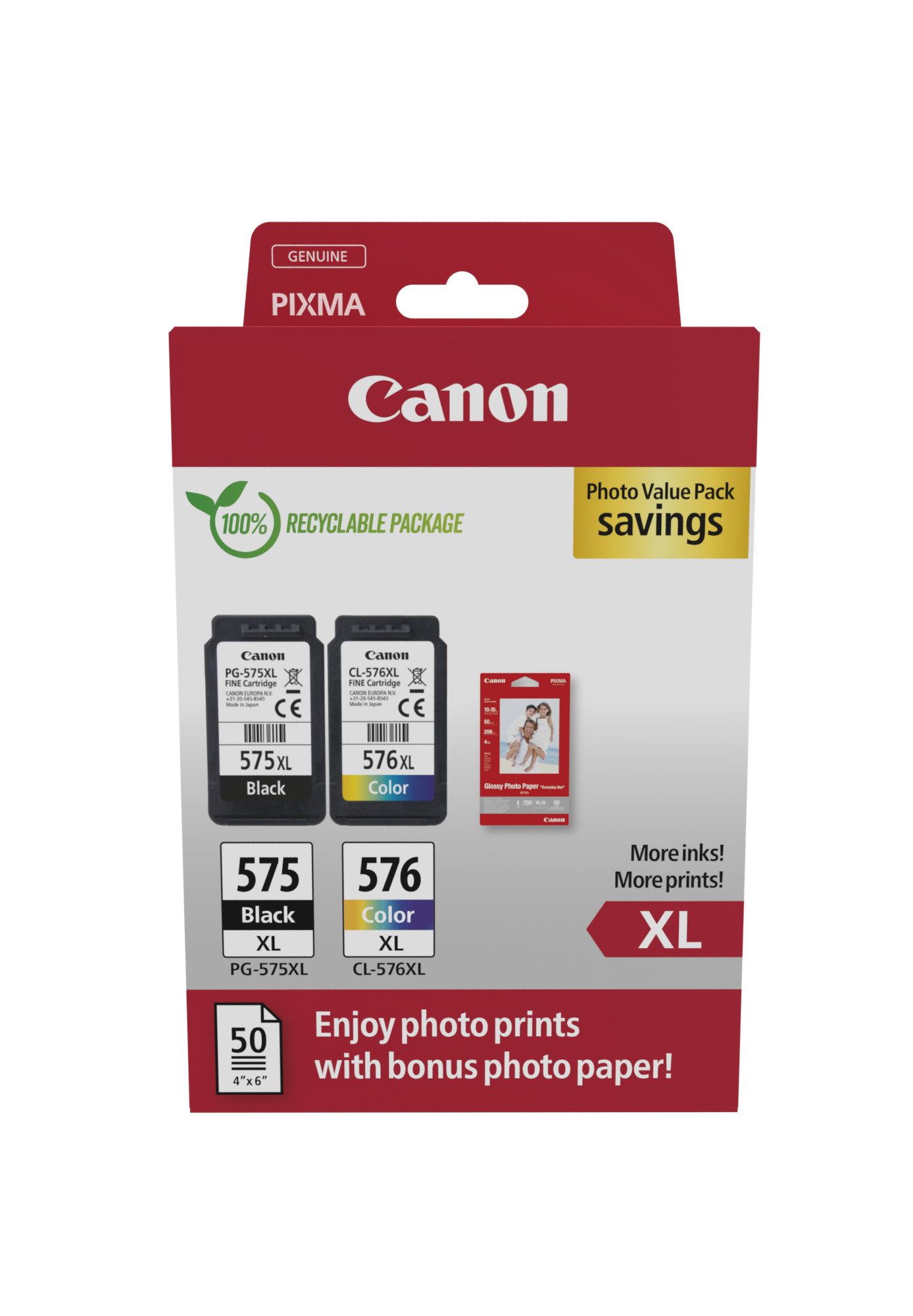 Patrone Canon PG-575XL+CL-576XL +50x10x15cm Fotopapier