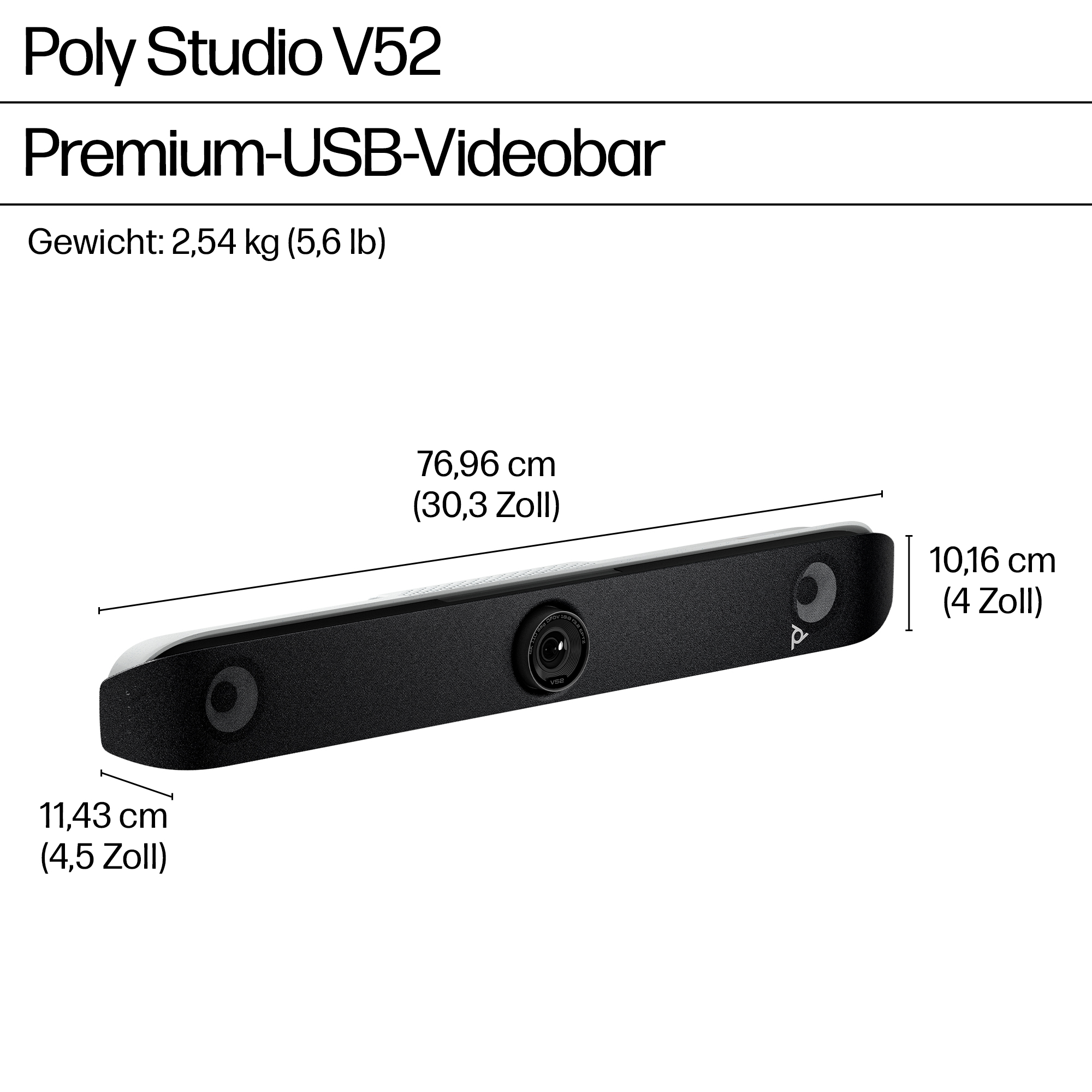 HP Poly Studio V52 USB Video Bar EMEA - INTL English Loc Euro plug