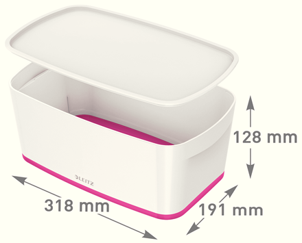 LEITZ MyBox Aufbewahrungsbox 5,0 l perlweiß/pink 31,8 x 19,1 x 12,8 cm, 1 St.