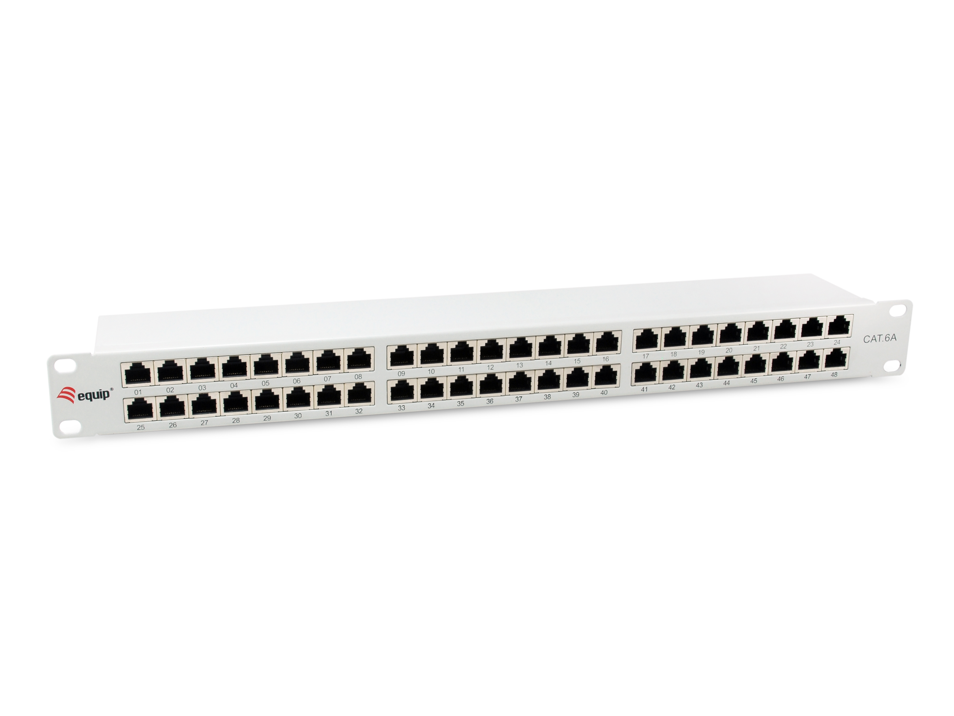Equip 19 Patchpanel 48xRJ45 Cat6a FTP 1U 500MHz RAL7035