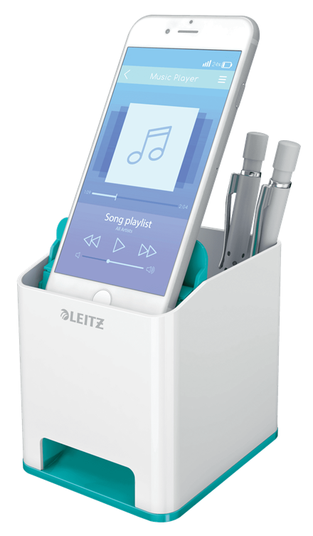 LEITZ Stiftehalter WOW Duo Colour perlweiß/eisblau Polystyrol 2 Fächer 9,0 x 10,1 x 10,0 cm