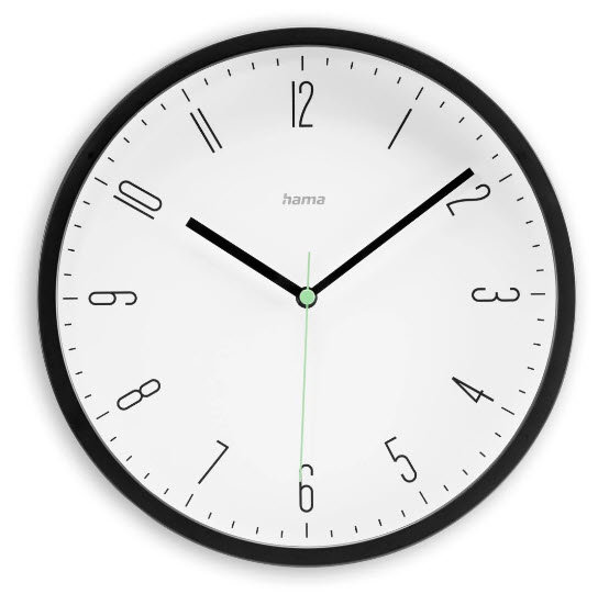 hama Wanduhr Capri weiß schwarz Kunststoff, Ø 25,0 cm