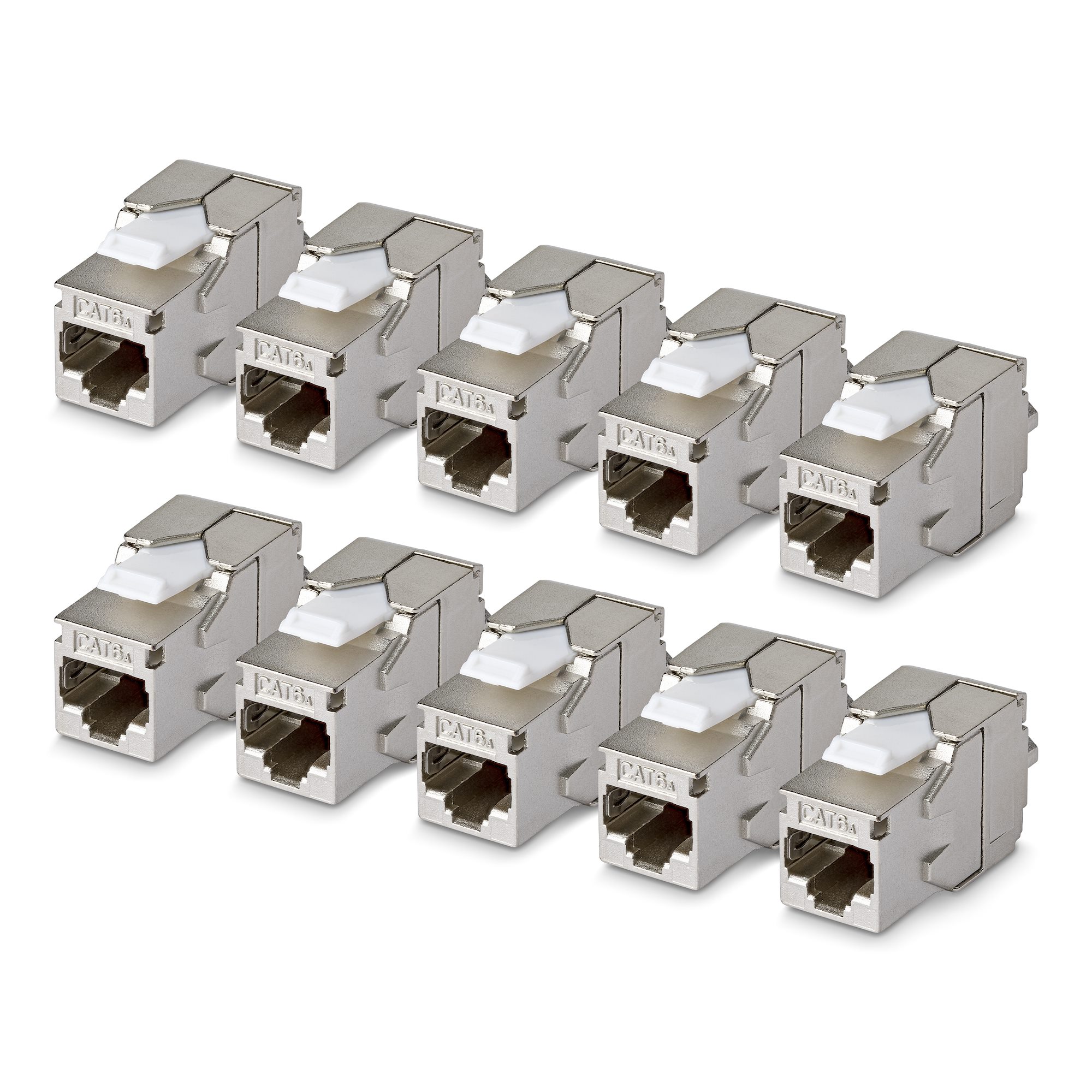 CAT6A KEYSTONE JACK 10-PACK 10-PACK180-DEGREE/TOOLLESS/SHIEL