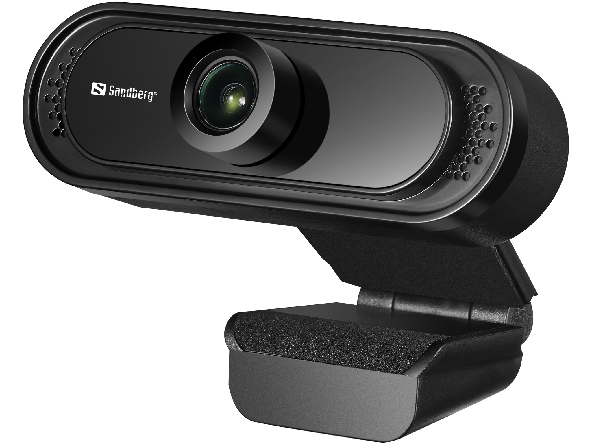 SANDBERG USB Webcam 1080P Saver. Keine Treiberinstallation. Mit Klemme fuer Bildschirm. Stereomikrofon eingebaut.