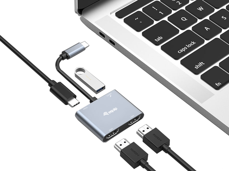 Equip Adapter USB-C->2xHDMI,3.2Gen1 100W PD,USB-C MST Adapte