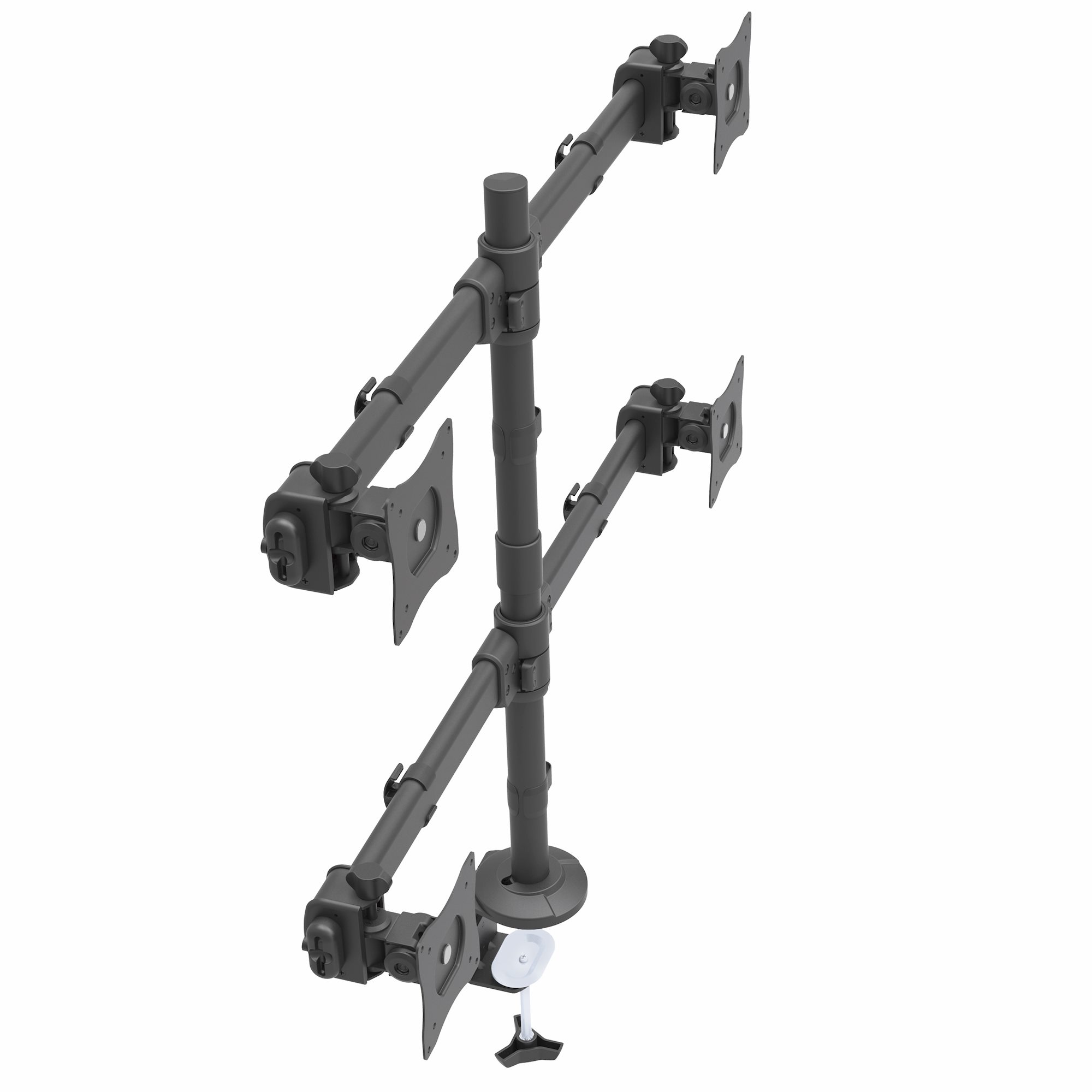 STARTECH.COM Quad Monitor Mount - Articulating - Clamp or Grommet Mount - Monitors up to 24in - VESA Mount - 4 Monitor Setup