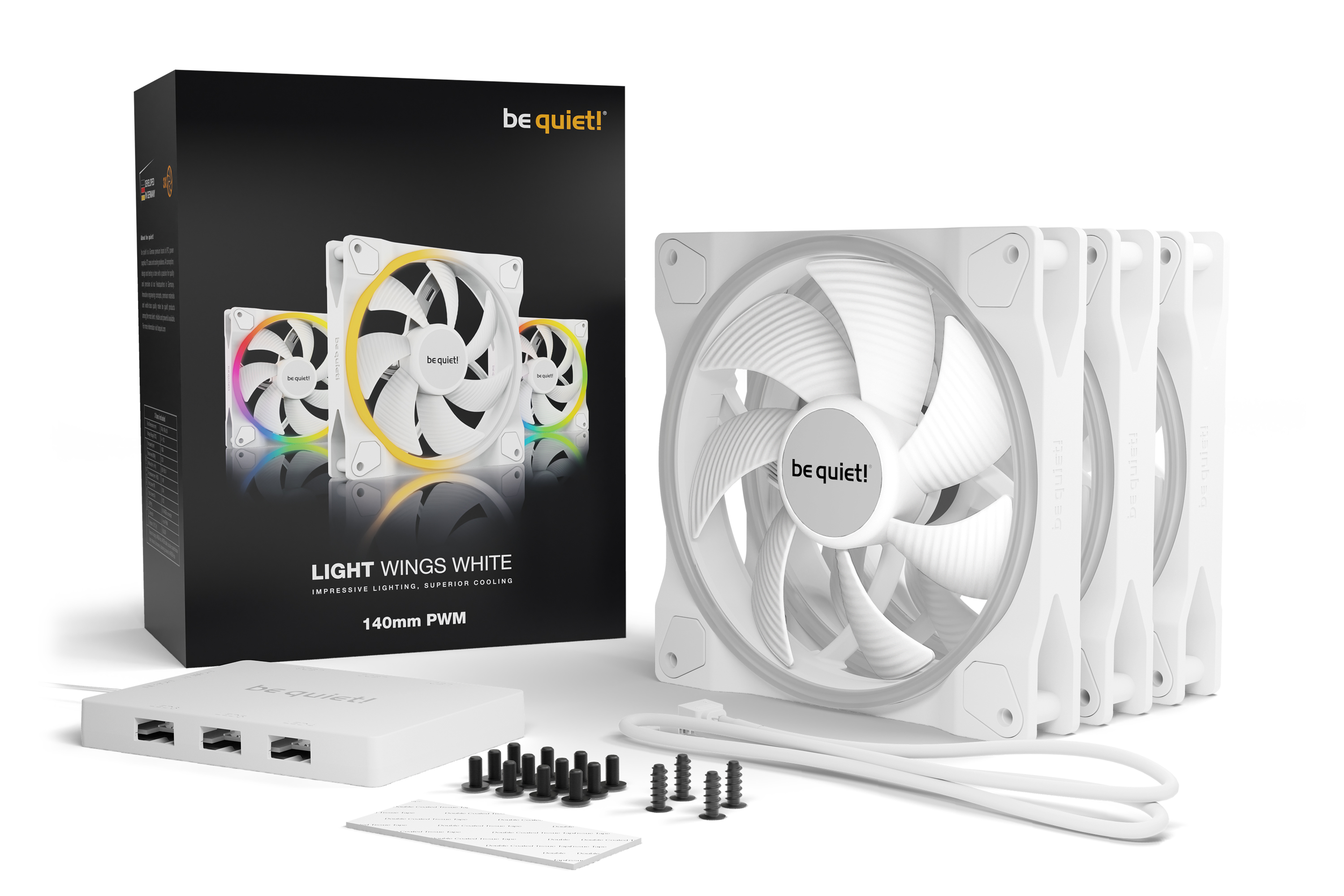 be quiet LUefter 14014025 Light Wings White PWM 3x