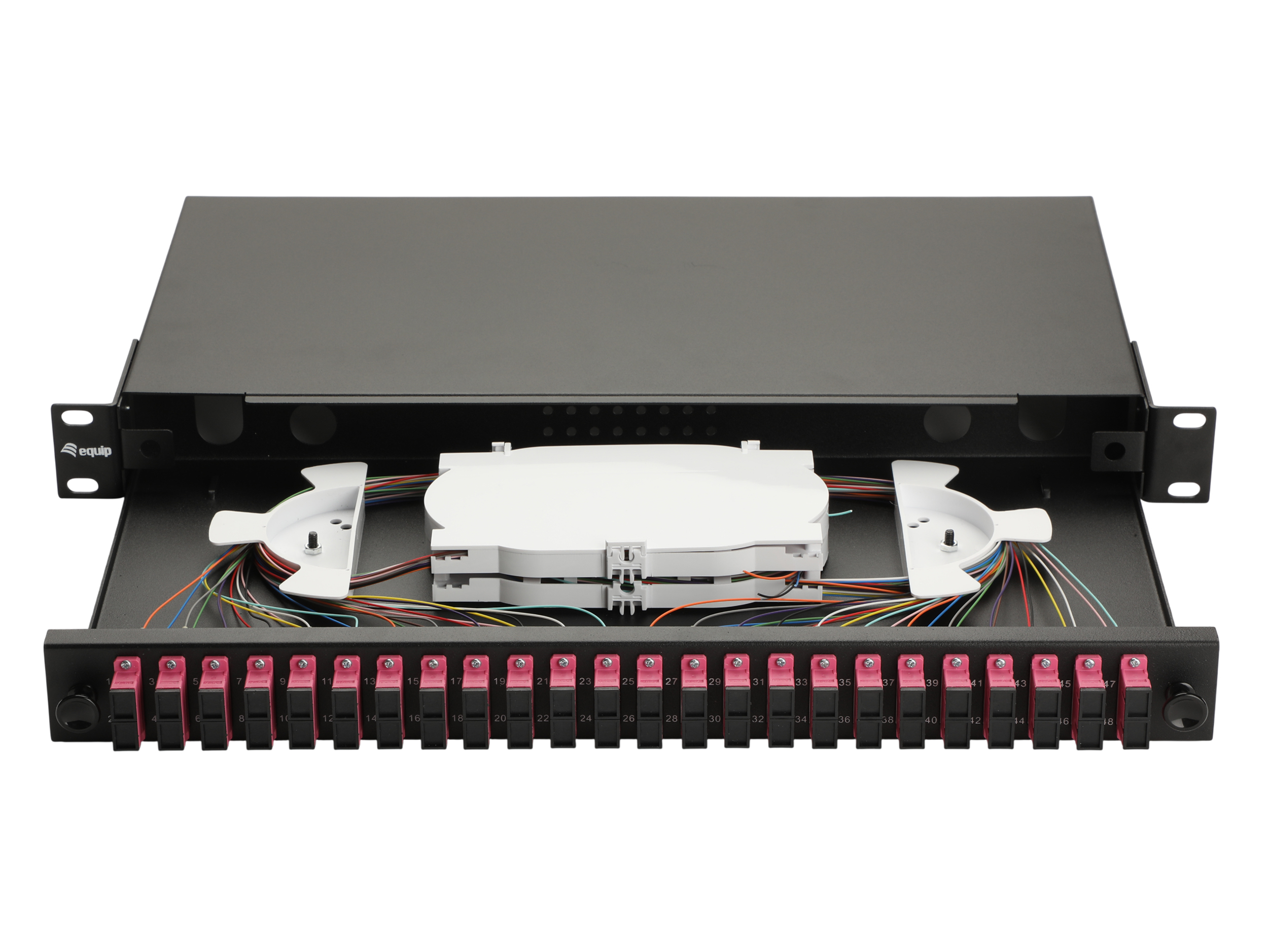 Equip LWL-Spleißkasten 24-Port SC-Duplex OM4 1U komplett sw