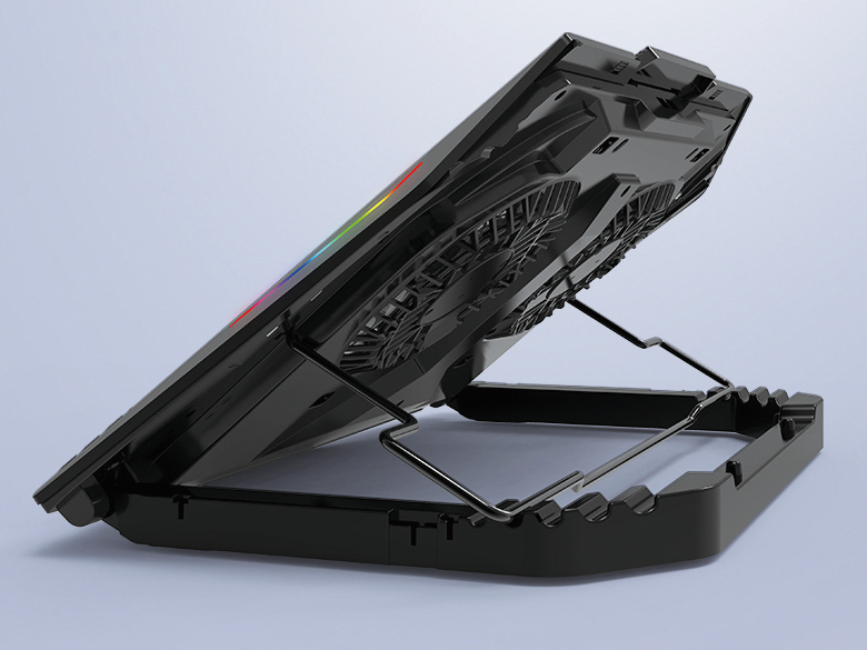 CONCEPTRONIC 2-Fan USB-A2.0 Laptop-Kühlpad 40Kg RGB 17 sw