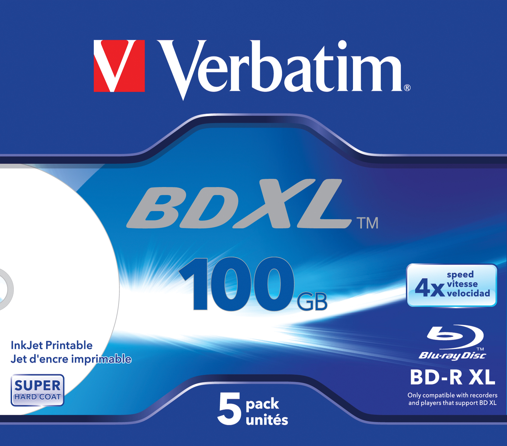 Verbatim 5er-Pack Verbatim BD-R Blu-Ray 100GB 4x Speed wide printable JC