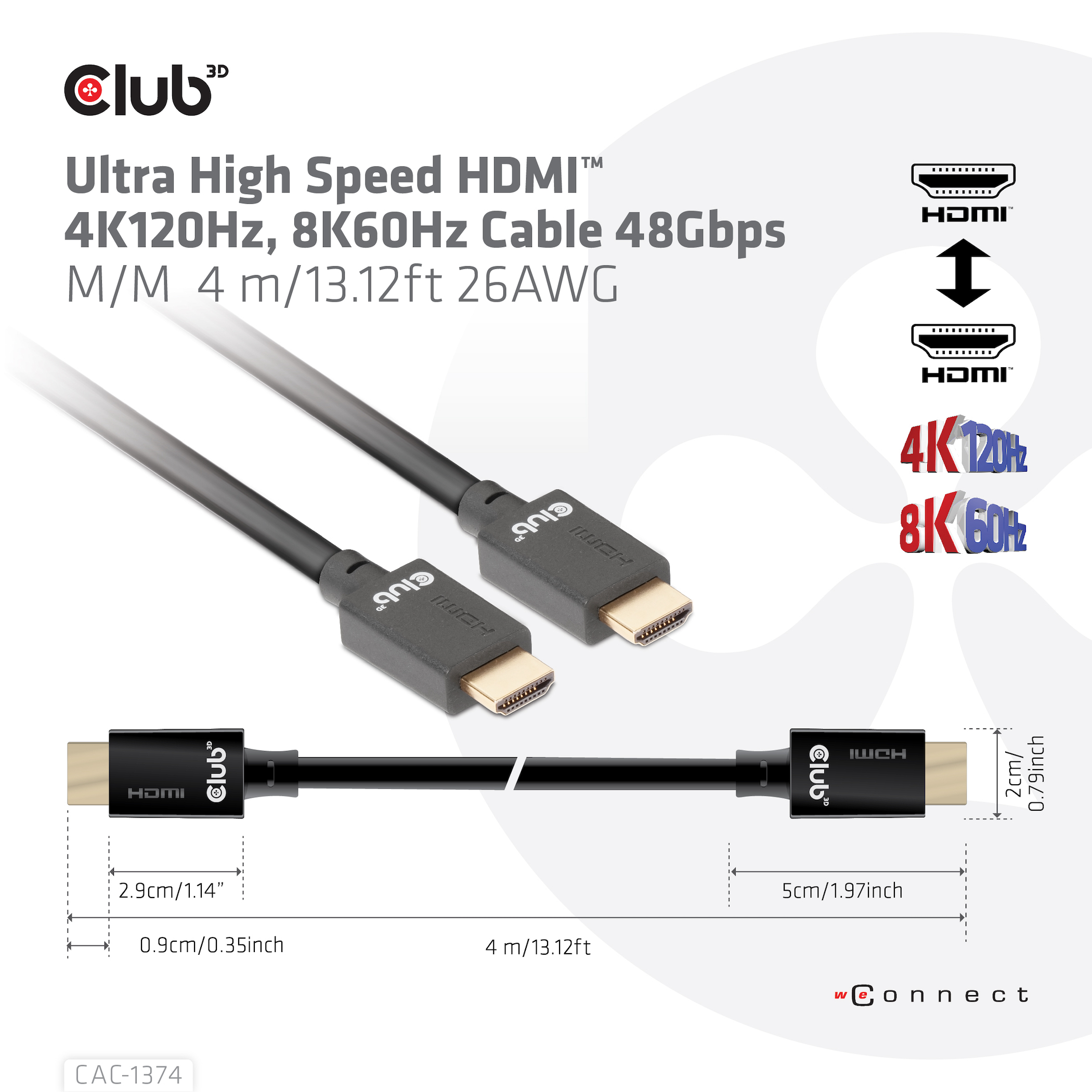 Club3D HDMI-Kabel A -> A 2.1 Ultra High Speed 10K HDR 4m retail