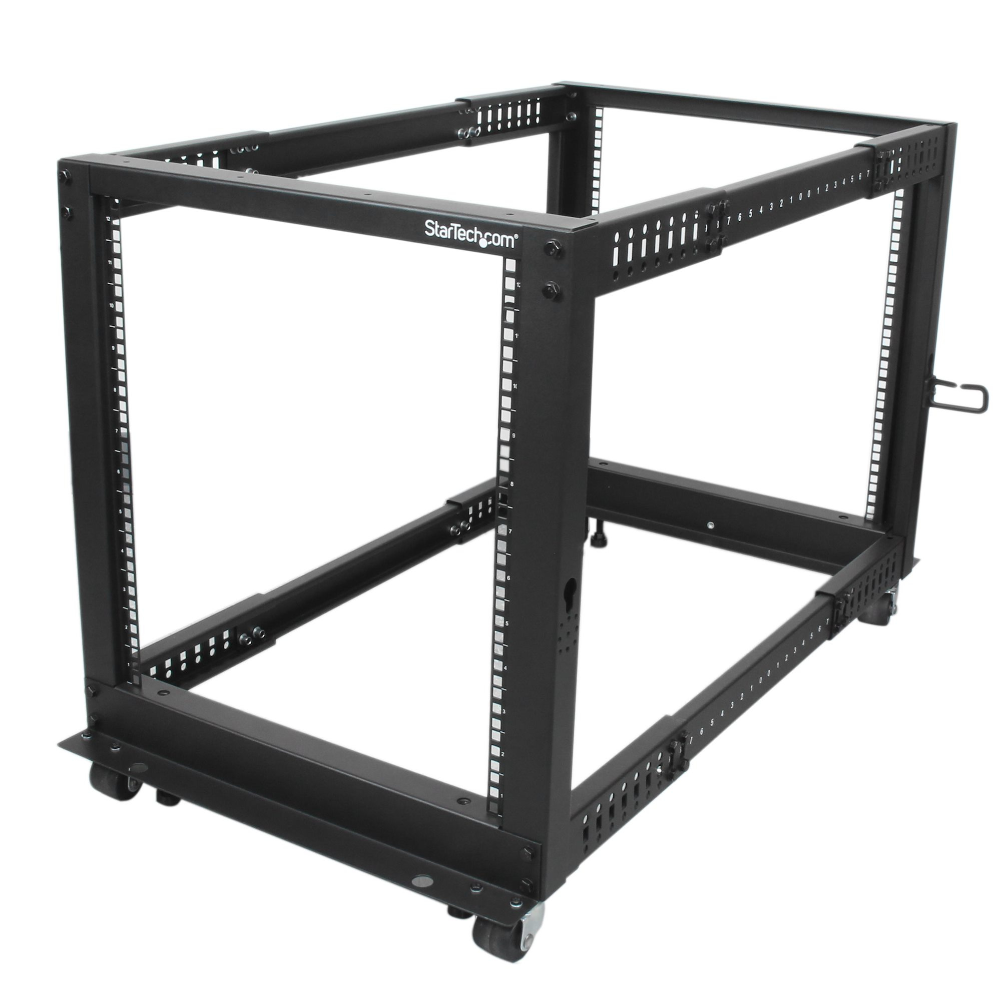 STARTECH.COM 12U Adjustable Depth Open Frame 4 Post Server Rack w/ Casters / Levelers and Cable Management Hooks