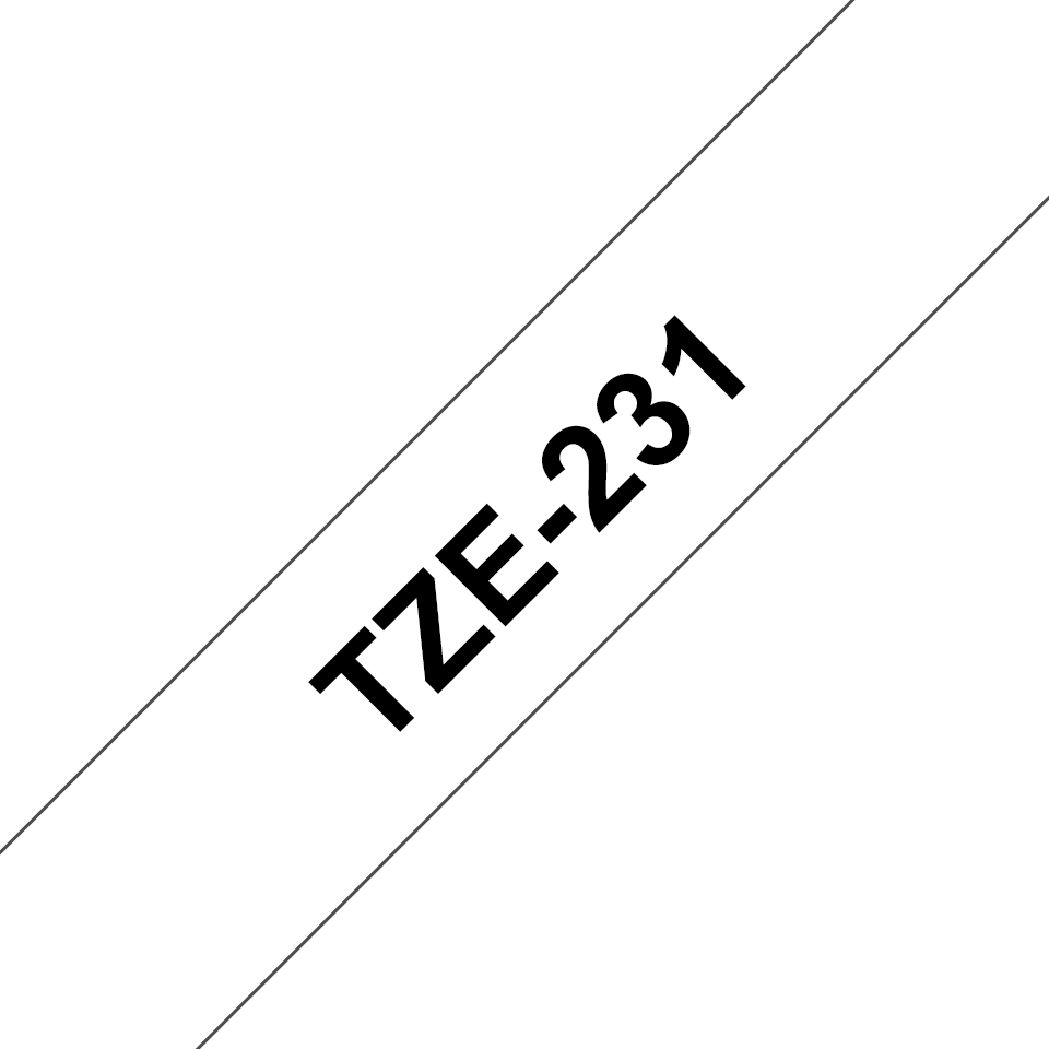 TZE-231 LAMINATED TAPE 12MM 8M BLACK ON WHITE