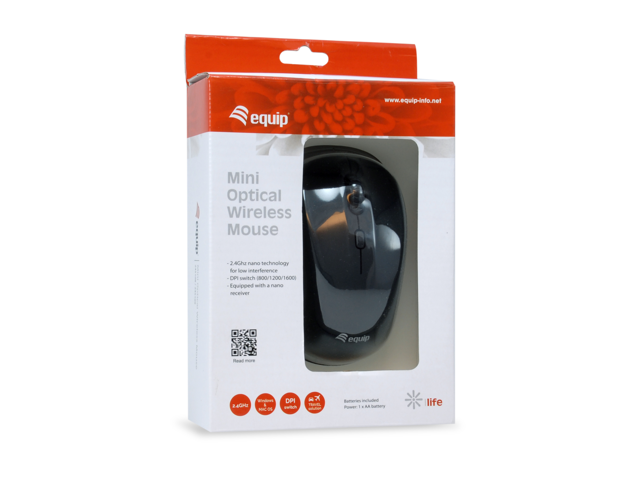Equip Reisemaus Wireless USB-A L+R schwarz