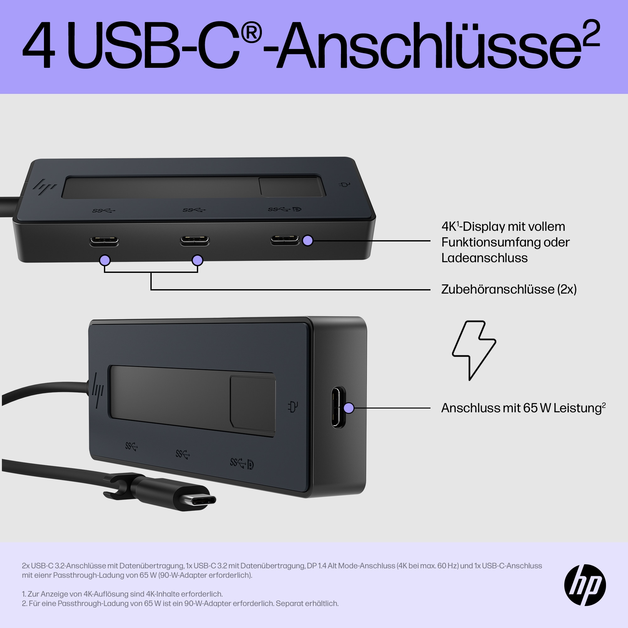 HP Notebook Dockingstation USB-C 4K USB-C Multiport Hub