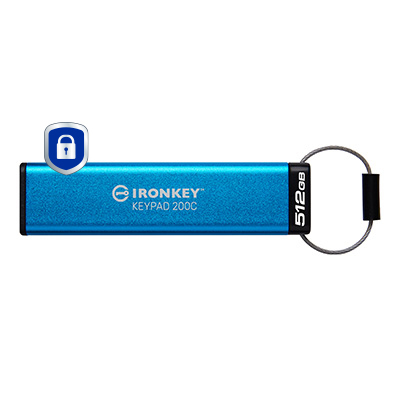 KINGSTON 512GB USB-C IronKey Keypad 200C FIPS 140-3 Lvl 3 Pending AES-256