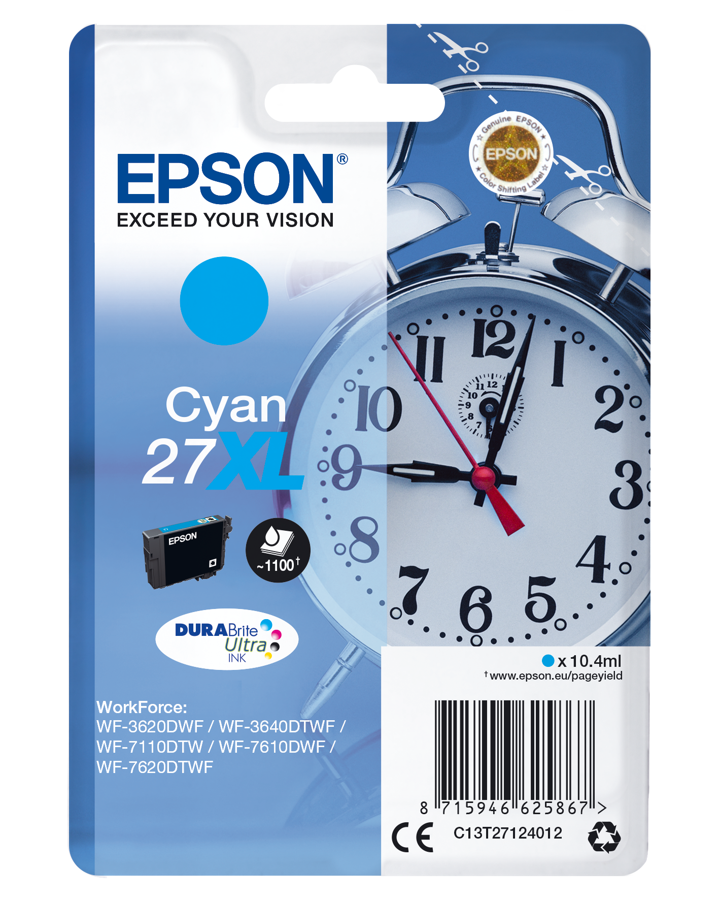 EPSON 27XL / T2712XL (Wecker) cyan Druckerpatrone