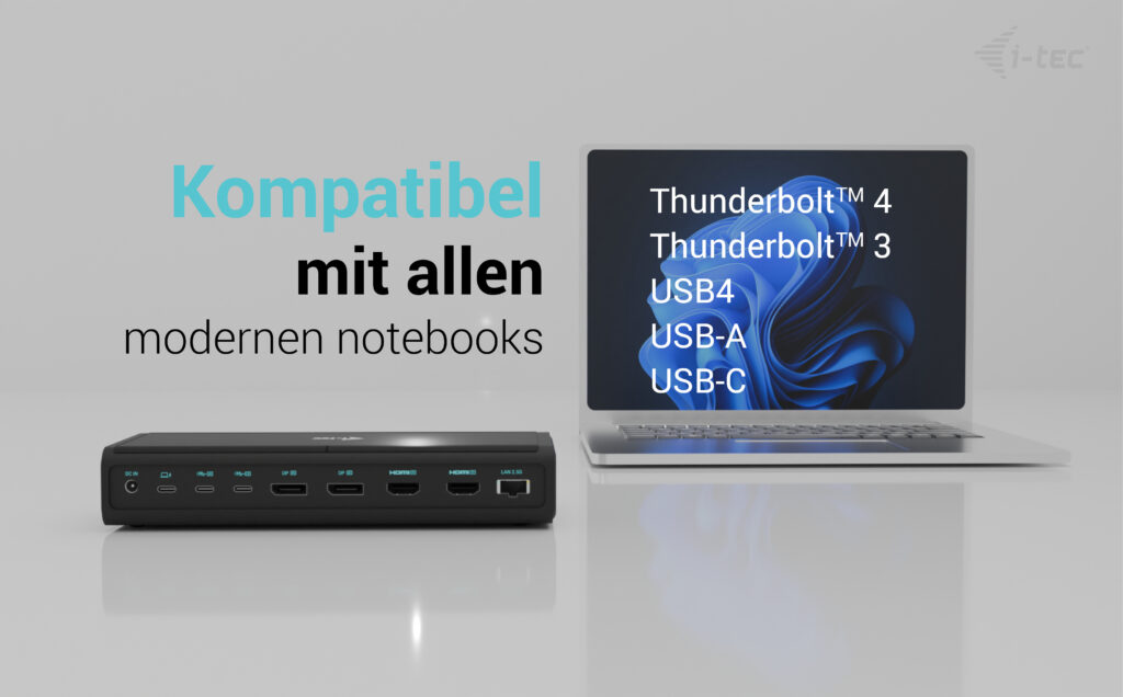 I-TEC Universal 6x 4K Display DS 6x4K 2xDP 2xHDMI 2xUSB-C 1xGLAN 2xUSB-C Gen.2 4xUSB 3.2 1xAudio/Mic Jack 1xSD/microSD Cr PD 140W KL