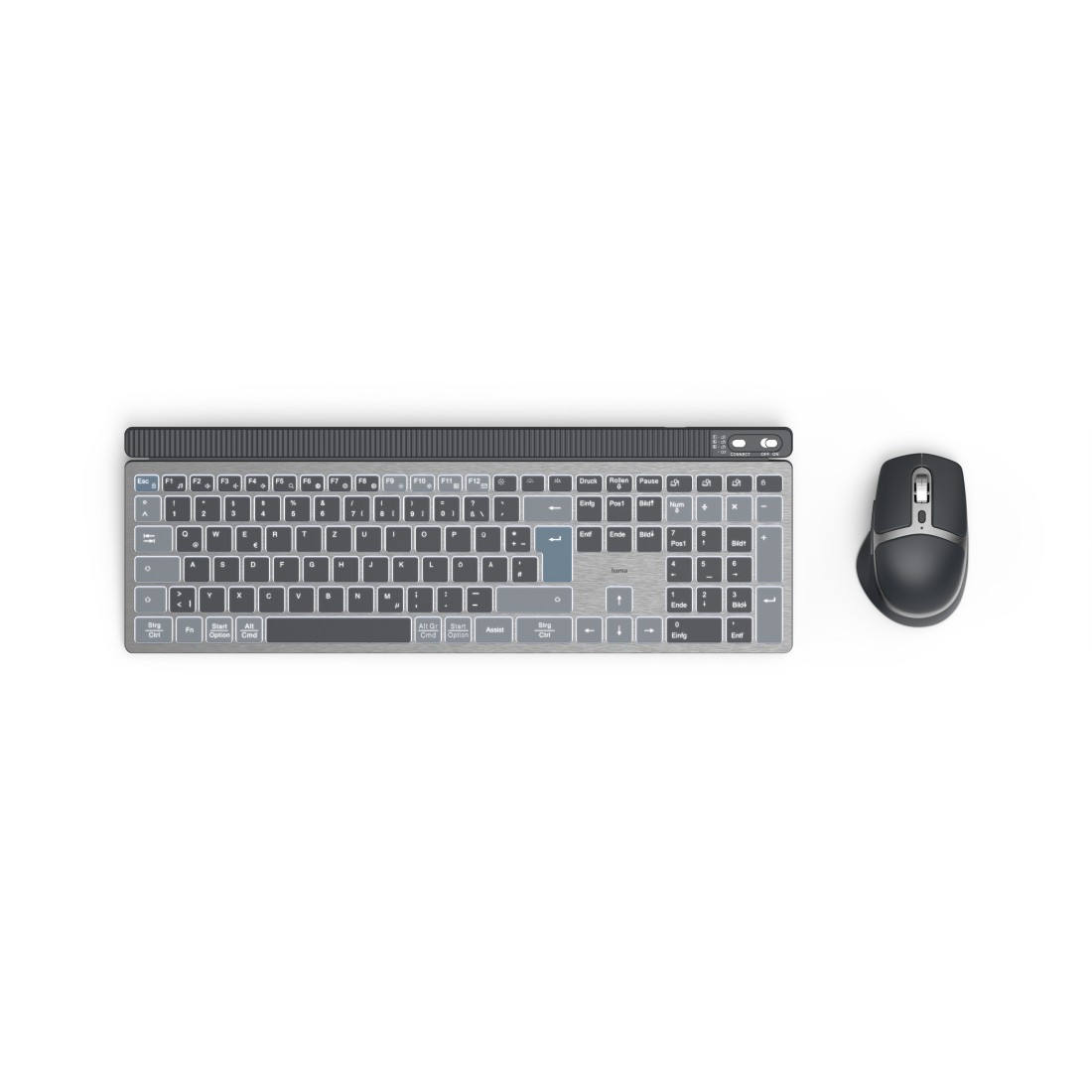 hama WK-750 Tastatur-Maus-Set kabellos grau