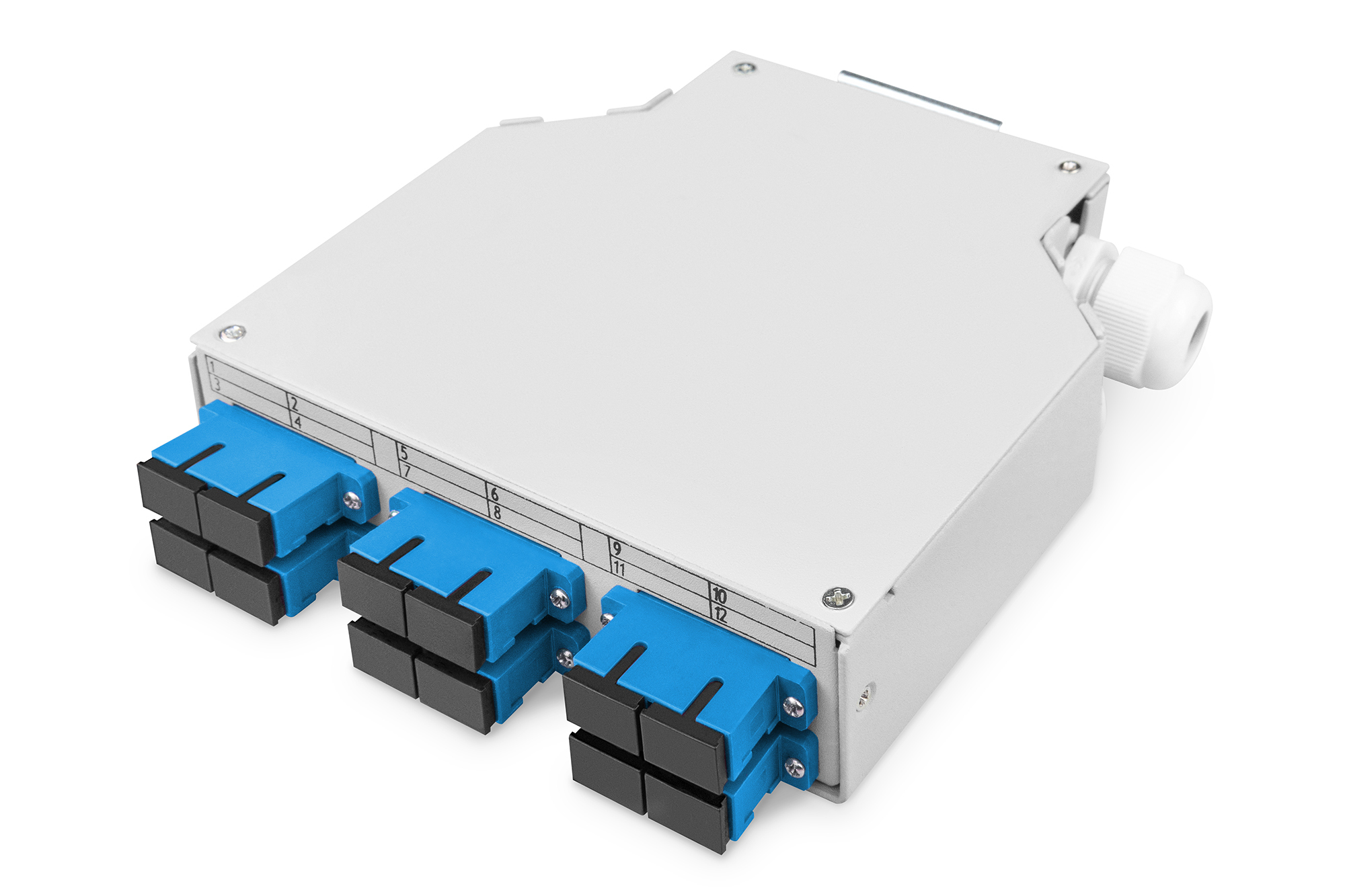 DIGITUS LWL Hutschienenbox, OS2, bestückt, mit SC-Adapter