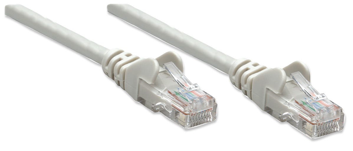 INTELLINET Patchkabel RJ45 U/UTP Cat5e 0.5m Hebelschutz grau