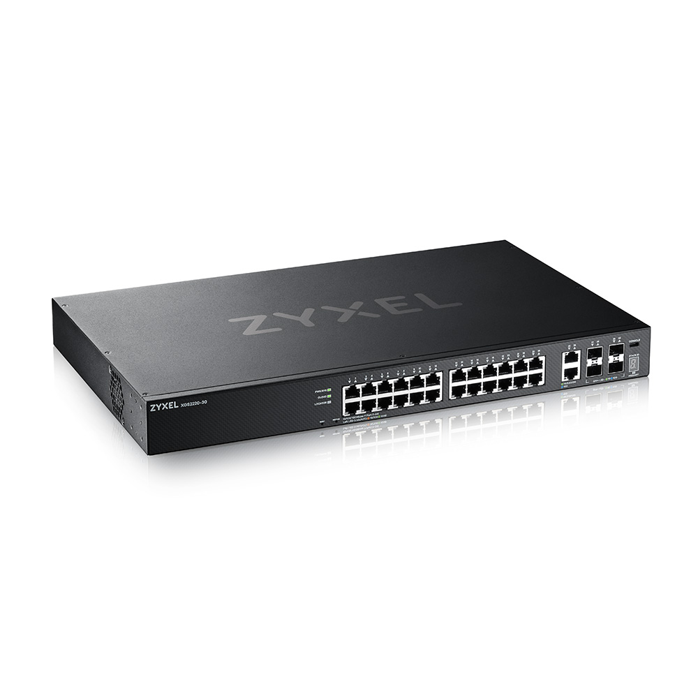 ZYXEL XGS2220-30 L3 Access Switch 24x1G RJ45 2x10mG RJ45 4x10G SFP+ Uplink incl. 1Year NebulaFlex Pro