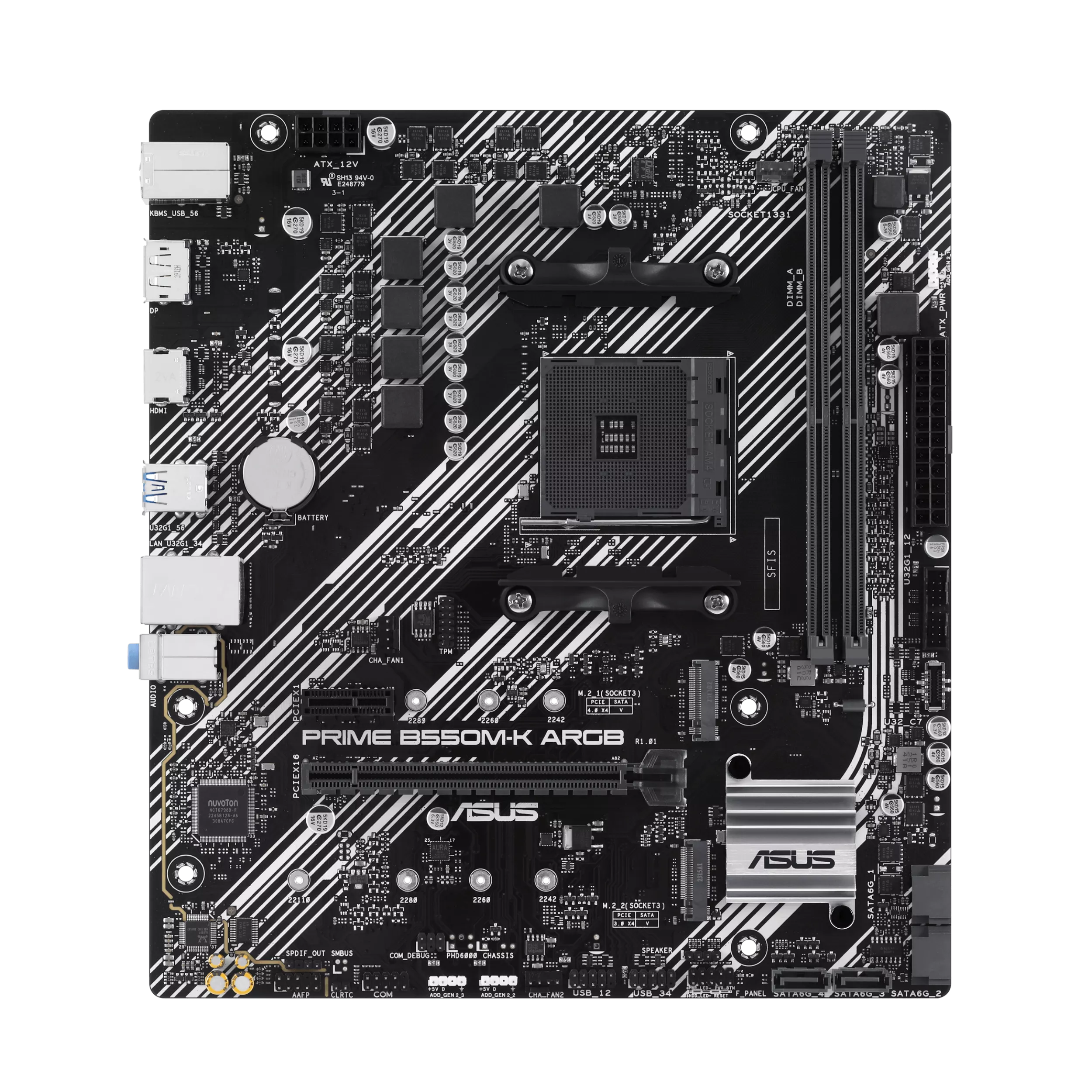 ASUS PRIME B550M-K ARGB AM4 2DDR4 microATX 4xSATA MB 1xHDMI 2.1 1xDP 1.4 2xM.2