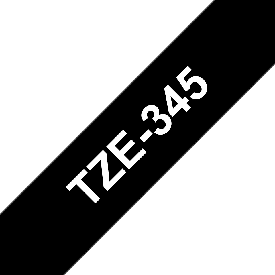 TZE-345 LAMINATED TAPE 18MM 8M WHITE ON BLACK