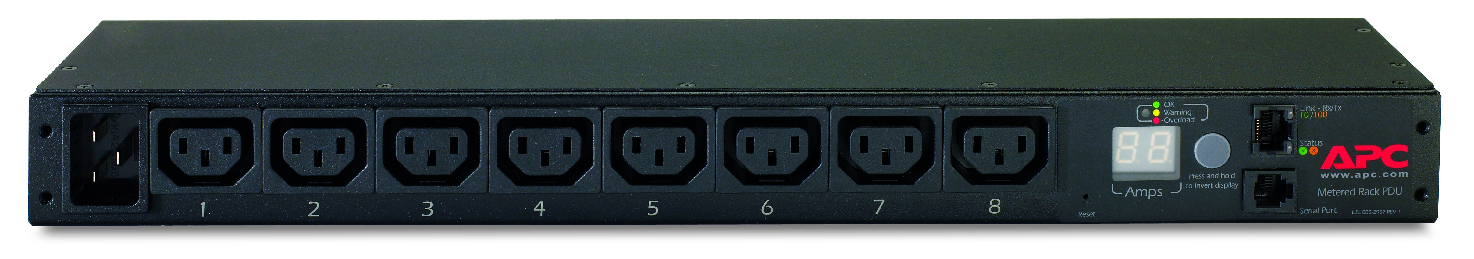 APC Metered Rack PDU AP7821B Rack AC 100-240V Ethernet 10/100 input IEC 60320 C20 oc 8 power IEC 60320 C13 1U 2,4m cord